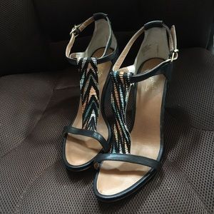 Seychelles wedge sandals w/ colorful center strap